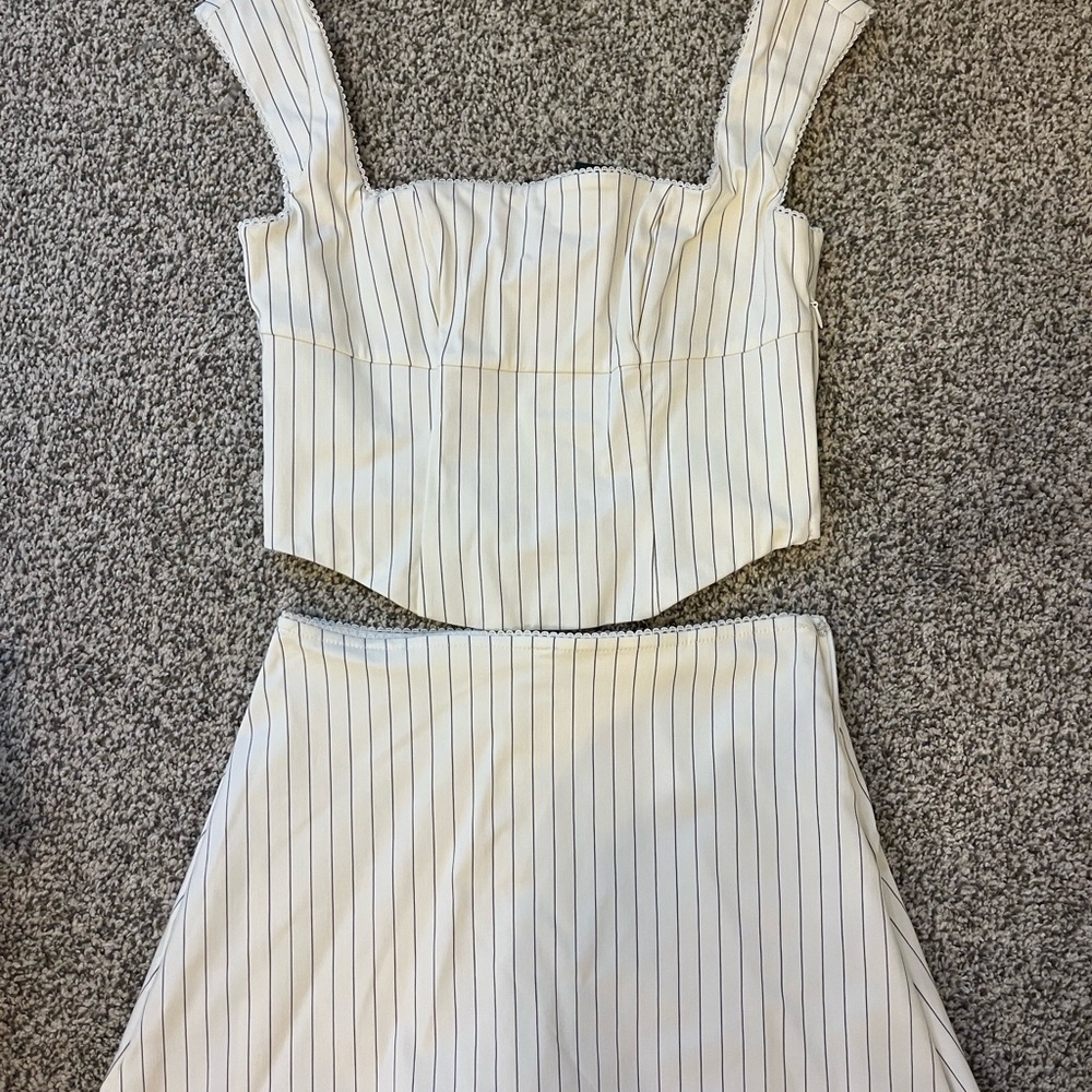 Striped White Two-Piece Set